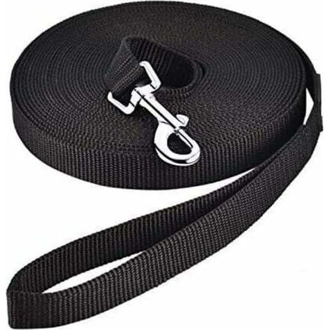 Laisse pour Chien (10m Noir), Laisse de Dressage Chien avec Poignée Longe Chien Longue Sangle en Nylon Mains Libre pour Petits à Grands Chiens Animal de Compagnie Promenade Jogging (1/5)