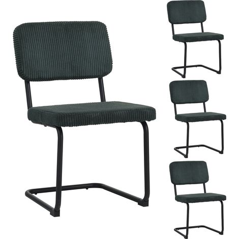 Lot de 4 chaises 45x87 cm en velours côtelé vert anglais- VELVET