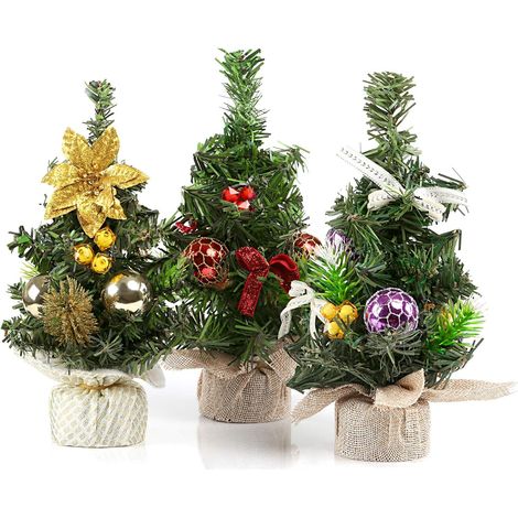 Mini künstlicher Weihnachtsbaum Mini, 3er Set künstlicher Weihnachtsbaum für Zuhause, Geschäft, Bürodekoration 20 x 11 cm