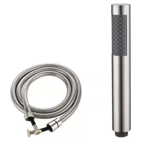 304 Stainless Steel Brushed Shower Head, Drop-Resistant Handheld Shower Head with Hose, Silver (1/4)