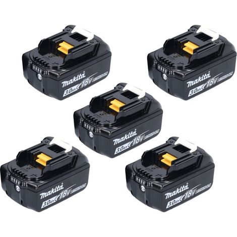 Kit di batterie Makita 5x BL 1830 B 18 V 3,0 Ah / 3000 mAh Li-Ion ( 5x 197599-5 ) con display LED - originale, non copiato