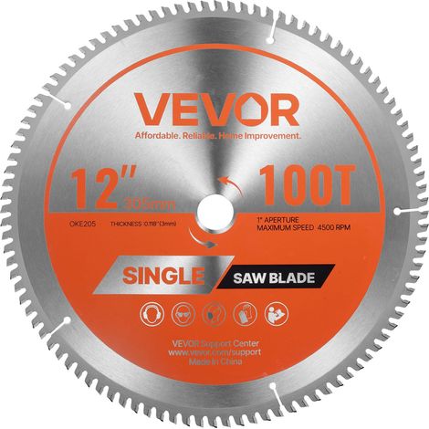 Lame de scie circulaire, Ø 305 mm, lame de coupe pour scie circulaire, 100 dents alliage, arbre 25,4 mm, finition soignée, avec évents de chauffage antibruit, pour couper aluminium, acier, métal (1/5)