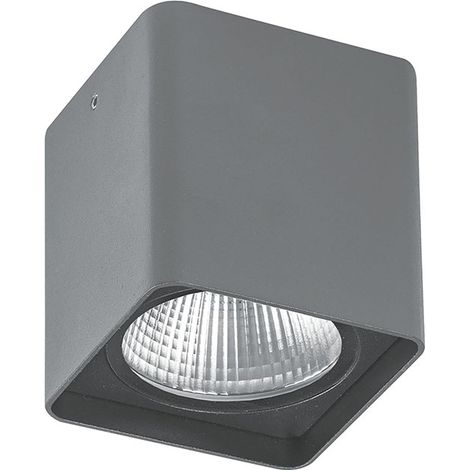 Downlight Plafonnier Carré Gris KUBA 20W LED 3000K IP65 - Plafonnier Extérieur en Aluminium Haute Résistance - Rossini Illuminazione (1/4)