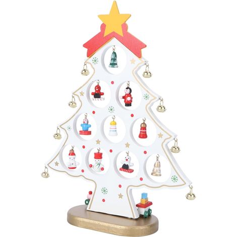 Mini Cartoon en Blanc de Bois Style Décoration Sapin de pour Décoration de Table et Fête de Maison (1/5)