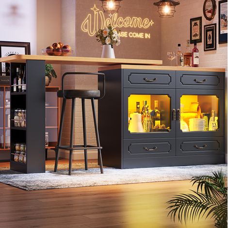 MEUBLIV Tavolo bar estensibile 135-203 x 39 x 92,8 cm nero con piano girevole (1/5)