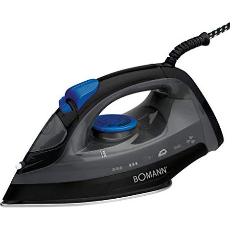 Bomann Dampfbügeleisen Db 6003 CB-Ferro da Stiro a Vapore con 7, Suola Speciale in Acciaio Inox, Regolazione Continua della Temperatura, Funzione autopulente commutabile, Nero/Blu (1/4)