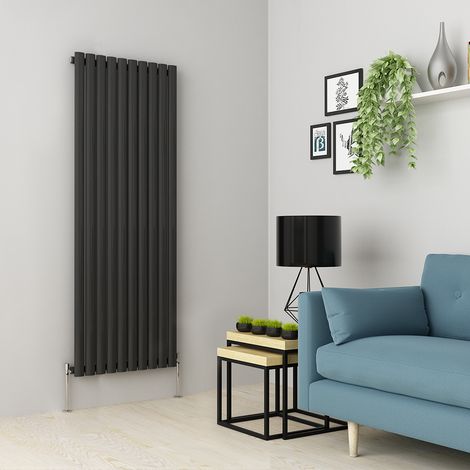 Warmehaus Oval Anthracite Radiator Vertical Single 1600x590mm (1/5)