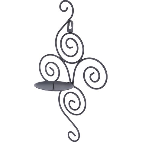 Schwarzer geometrischer Kerzenhalter, originelle Metalldekoration fürs Schlafzimmer, modernes Design und Handwerkskunst. (1/5)