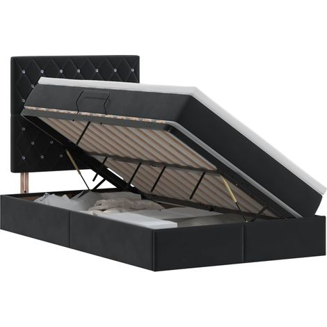 Cama con almacenamiento y colchón Negro 120 x 200 cm Terciopelo vidaXL (1/5)