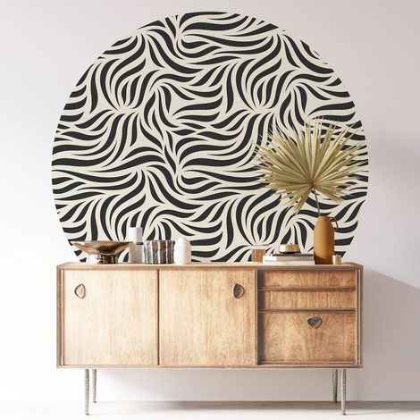 Sticker mural rond / cercle - Motif zébré - Diamètre 40 cm - Adhésif MAT (1/3)