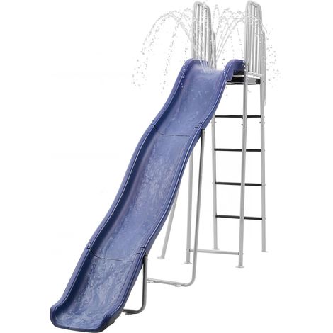 Mophorn Tobogán acuático de 305 cm para niños, para exteriores, con rociador ajustable integrado, escalera de escalada y estructura de metal y plástico. para piscinas y diversión en el jardín (1/5)
