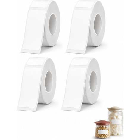 4 Rolls Self-Adhesive Thermal Labels 12 x 40 mm White Compatible D11/D110/D30/P31S, Waterproof, Oil and Scratch Resistant for Sustainable Organization in the Office, Home (1/5)