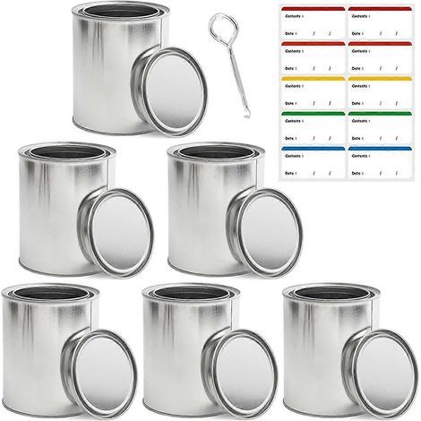 Boîtes de peinture vides avec couvercles, contenants de rangement pour peinture de 1 quart (1/5)