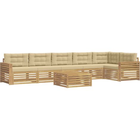 Conjunto de sofás de exterior 7 uds. 6 plaza y Beige Poliéster vidaXL (1/5)