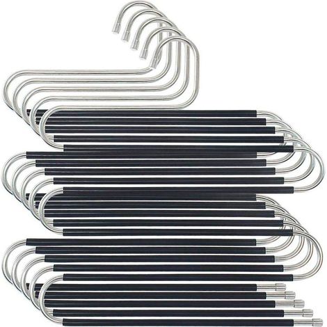Porte-pantalons, lot de 5 cintres gain de place en forme de S, étagère de rangement antidérapante pour vêtements, pantalons, foulards, jeans, serviettes (AAA) (1/5)