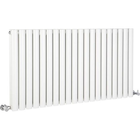 Milano Aruba White Horizontal Double Oval Panel Radiator - 635mm x 1180mm (1/5)