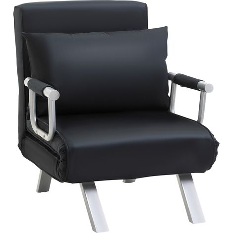 Divano letto 65x77x80 cm nero in poliestere, schienale 5 posizioni - CHICFURN (1/5)
