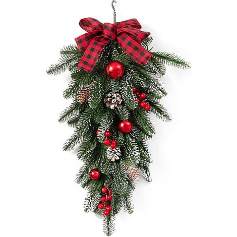 Weihnachtskränze für Außendekoration, Weihnachtskranz, Tannenzapfen-Ornament, dekorative Accessoires, Wandanhänger, Simulationsblume für Innen- und Außenwanddekoration, Türaufhängung (1/5)