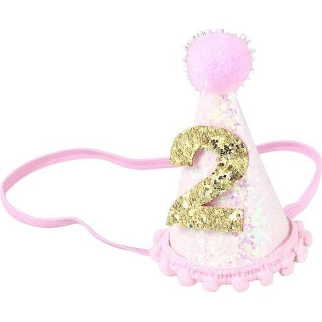 1 Baby-Geburtstagshut, Haar-Foto-Requisite, Paillettenhut (Rosa, 2 Jahre) - Rosa (1/3)