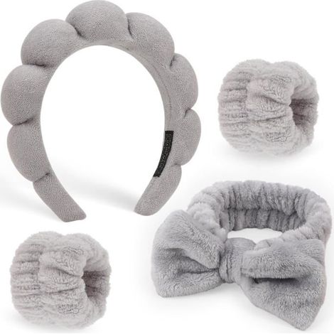 Bandeau spa pour le lavage du visage, ensemble bracelet éponge douce, bandeau en éponge pour le maquillage et les soins de la peau (1/5)