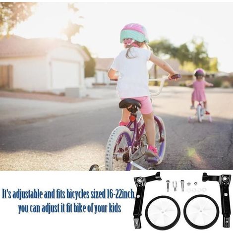 Roulette de stabilisation， Stabilisateur universel adaptables pour vélo enfants 16'" - 22'" (noir) (1/4)