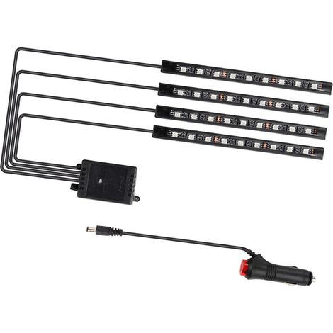 Bande lumineuse LED universelle pour intérieur de voiture, 36 LED, avec télécommande, éclairage décoratif pour plancher de voiture, type allume-cigare, 12 V (1/5)