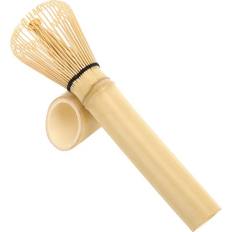Fouet à thé vert matcha Chasen en bambou naturel, outil pinceau à poudre à long manche, blanc (1/5)