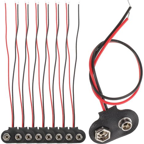 eurs à Clip pour Pile 9v Fil de 6 Cm, Lot de 50 Pièces en Fer et Cuir PU, Installation Facile pour Supports de Batterie DIY et Appareils LED (1/5)