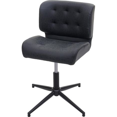 [JAMAIS UTILISÉ] Chaise de salle à manger HHG-441, pivotante, réglable en hauteur, similicuir vintage gris foncé, pied noir (1/5)