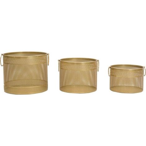 Porta vasi struttura in metallo color oro per interni set da 3 (1/5)