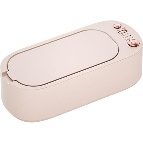 moonsun Machine de Nettoyage de à Ultrasons, Nettoyeur de Sonique Professionnel avec 3 Modes de Minuterie pour Lunettes, 22,5 X 10,5 X 7,5 cm Rose (1/5)