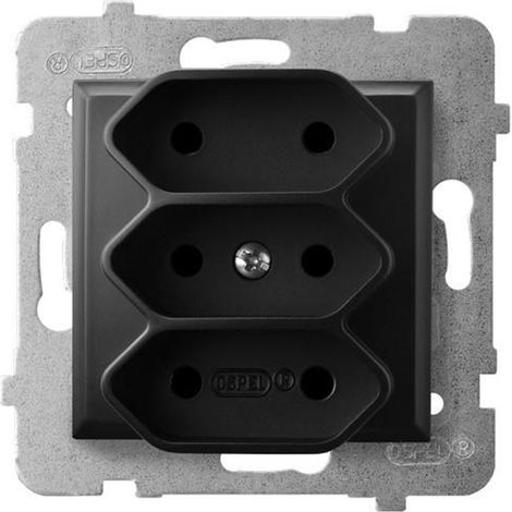 Enchufe triple europeo Aria negro metálico GP-3U/m/33 (1/2)