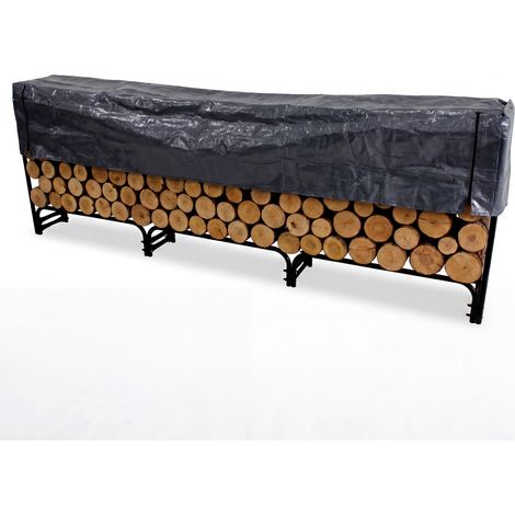 Support à bois surélevé heavy duty – Rangement ventilé pour bûches avec pieds stables – Pour cheminée intérieure et foyer extérieur – Patio Jardin – 272 x 25 x 95 cm (1/5)