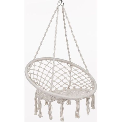 Sklum – Fauteuil suspendu en poly-coton – Structure en bambou – Charge maximale 100 kg – Dimensions 113x68x81 cm pour espace détente