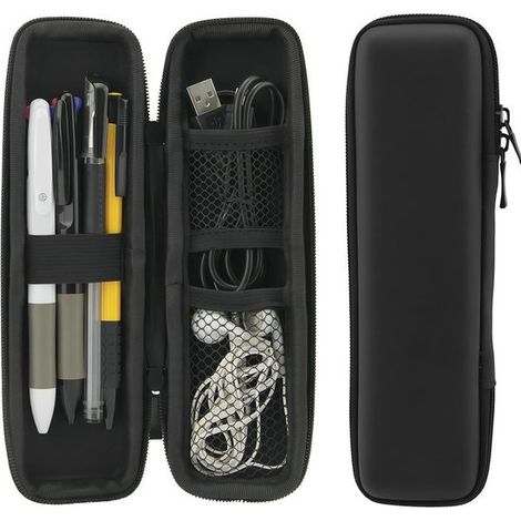 Boîte de rangement rigide et résistante à l'eau pour fournitures de bureau et organisateur de maquillage (noir, 20 x 6 cm) (1/5)