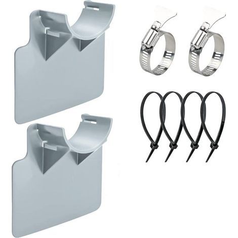 2 Supports de Tuyau de Piscine, pour tuyaux de 30 mm à 38 mm, compatible avec les piscines Intex et Bestway (Gris) (1/5)