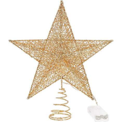 AMXCNOY Weihnachtsdekoration, Goldene Weihnachtsdekoration, Glitzerbaum, Hohlstern, Weihnachtsbaumschmuck, Partydekoration, Sterndekoration (1/4)
