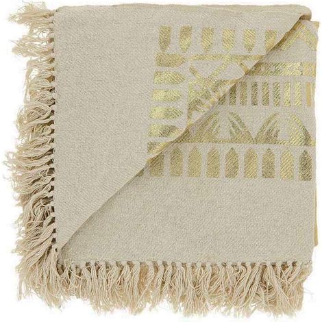 Lemetex UNIQUE Living® Decke Tari Natur & Goldfarben 125 x 150 cm