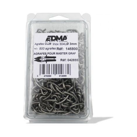 Edma – Agrafes CL29 inox AISI 304 x 500 – Pour usages extérieurs – Résistantes à la corrosion – Compatibles avec agrafeuse MASTER GRAF (1/6)