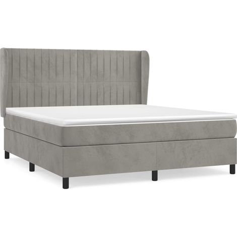 Maison Exclusive - Giroletto a Molle con Materasso Grigio Chiaro 160x200cm Velluto