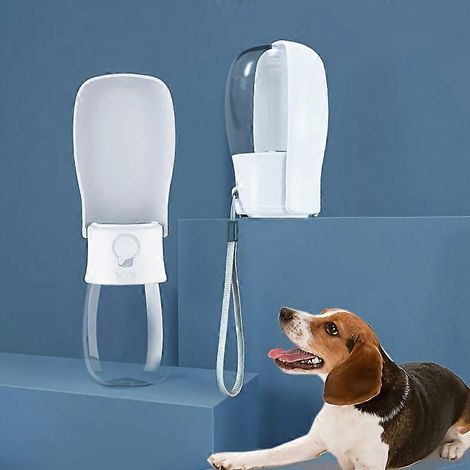 Botella de agua portátil para perros con diseño a prueba de fugas, dispensador de agua para mascotas al aire libre con cuenco incorporado para paseos, senderismo y viajes, para perros pequeños y grand (1/5)