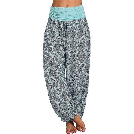 Damen-Maxihose mit Ali-Baba-Haremsmuster, Aladdin-Stil, Boho-Chic, weites Bein, Yogahose, Übergröße 3XL, Himmelblau (1/3)