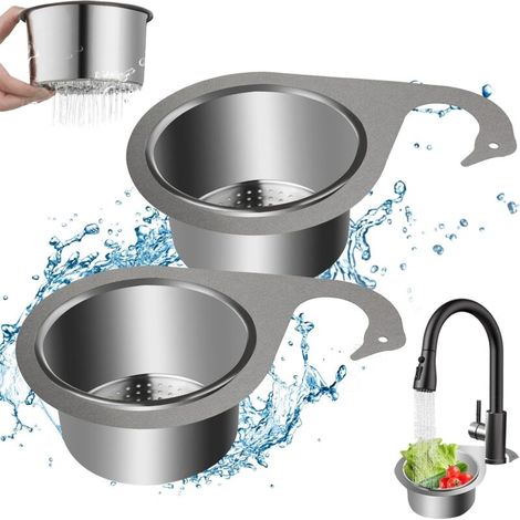 Cesta coladora de acero inoxidable de 2 piezas con forma de cisne para fregadero, cesta de filtro para fregadero de cocina, cesta de drenaje multifuncional para frutas, verduras y restos de comida. (1/5)