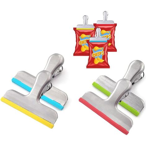 4PCS Clips D'étanchéité Alimentaire, Clip Fermeture Sachet, Clip Fermeture Cuisine, Clips Sachet, Sealing Clips, Clips D'étanchéité de Pinces pour Sac, pour Emballage Cuisine--rouge (1/5)