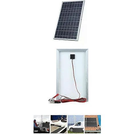Kit complet de panneau solaire 12 V, générateur solaire portable rechargeable de 30 W pour extérieur, idéal pour la maison - A74P (1/4)