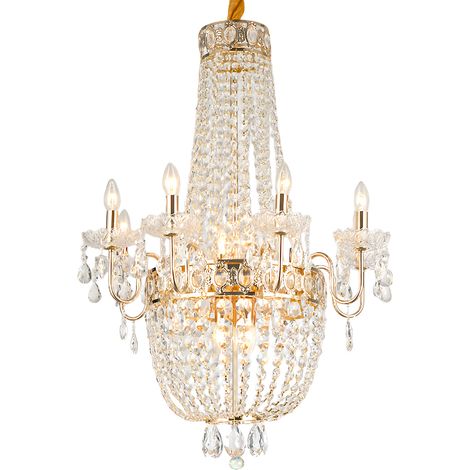 Klassischer Kristall Kronleuchter 8 flammig Gold Ø70 cm Luxus Haengeleuchte Vintage Deckenlampe fuer Wohnzimmer Esszimmer Schlafzimmer