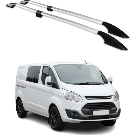 Barres de Toit longitudinales pour Ford Tourneo Custom 2012-24 L2 Long Alu Gris (1/5)