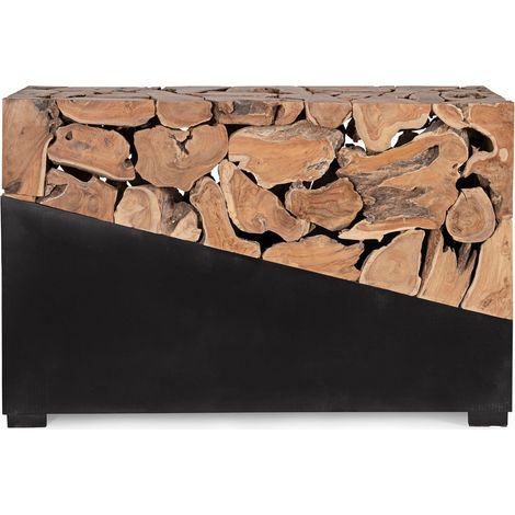 Consolle "Grenada" con piano in radici di teak con base in acciaio per interni -1 piano (1/4)