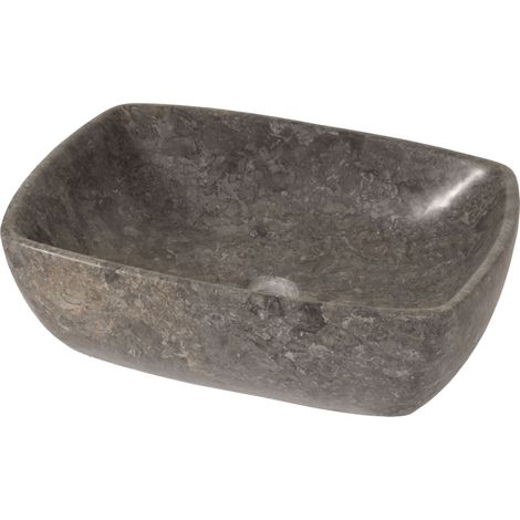[NEUWERTIG] Marmor-Waschbecken HHG-511, Aufsatzwaschbecken Waschtisch Waschplatz Waschschale Badezimmer, Naturstein 15x51x36cm, grau