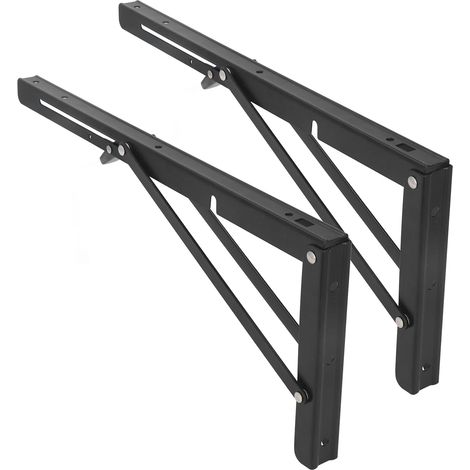 Lot de 2 supports pliables en acier inoxydable robustes, fixation murale simple et élégante pour étagère triangulaire (1/5)